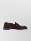 Saint Laurent Cassandre-detail Suede Loafers In Brown