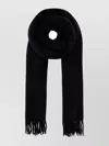 Saint Laurent Alpaca Blend Scarf With Fringed Hem And Rectangular Shape In Black