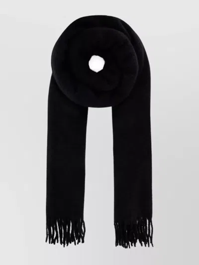 Saint Laurent Alpaca Blend Scarf With Fringed Hem And Rectangular Shape In Black