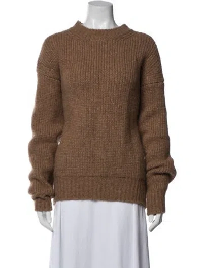 Pre-owned Saint Laurent Alpaca Mock Neck Sweater In Brown
