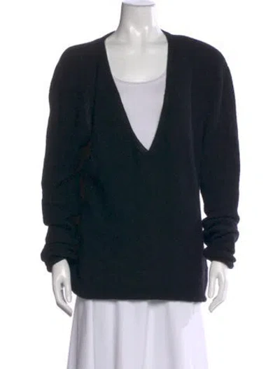 Pre-owned Saint Laurent Alpaca V-neck Sweater In Black