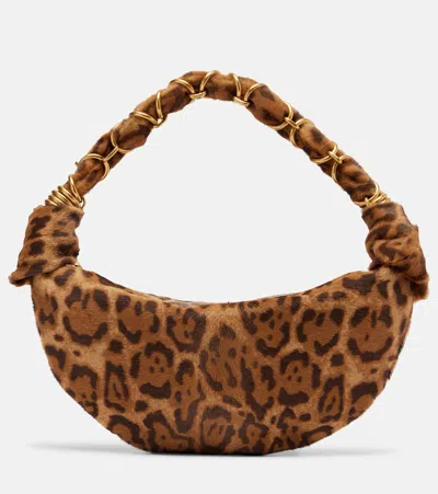 Saint Laurent Amalia Mini Calf Hair Top-handle Bag In Brown