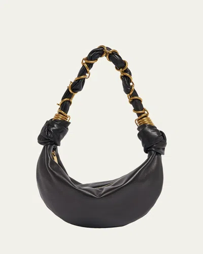 Saint Laurent Amalia Mini Ysl Leather Hobo Bag In Black