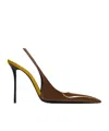 Saint Laurent Amalia Slingback Pumps In Patent Leather In Brown