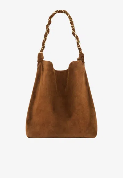 Saint Laurent Amalia Suede Shoulder Bag In Brown