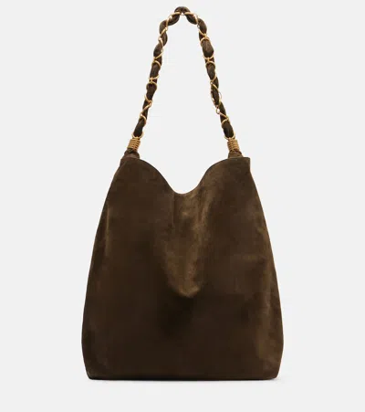 Saint Laurent Amalia Suede Shoulder Bag In Green
