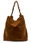 Saint Laurent Amalia Suede Tote In Brown