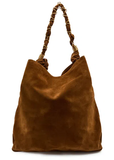 Saint Laurent Amalia Suede Tote In Brown
