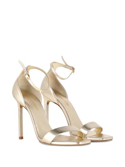 Pre-owned Saint Laurent Amber Ankle Strap Sandals In Gold