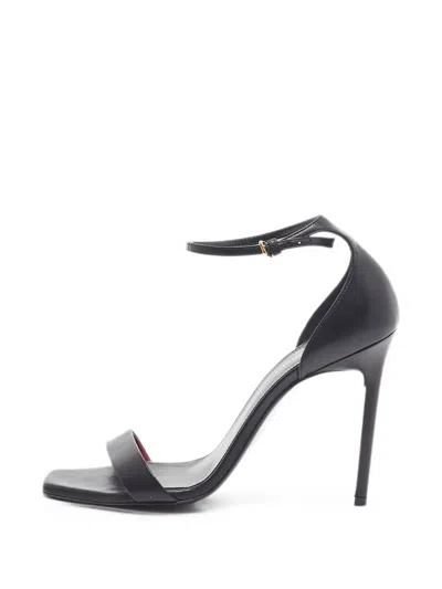 Pre-owned Saint Laurent Amber Ankle-strap Sandals In Black