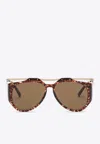 Saint Laurent Women Printed Acetate M137 Amelia Sunglasses In Brown