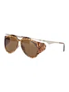 Saint Laurent Women Printed Acetate M137 Amelia Sunglasses In Brown