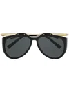 Saint Laurent Amelia Pilot-frame Sunglasses In 黑色