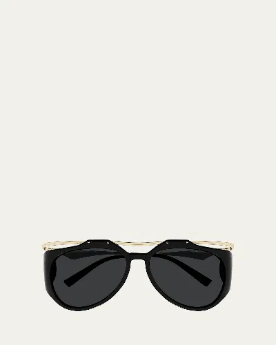 SAINT LAURENT AMELIA PLASTIC & METAL AVIATOR SUNGLASSES
