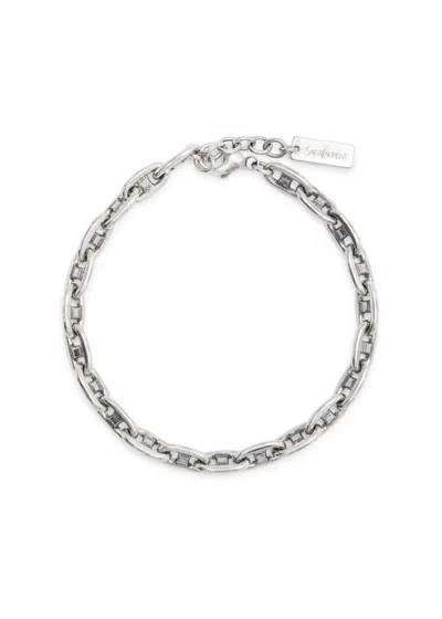 Saint Laurent Chain-link Detail Bracelet In Argento