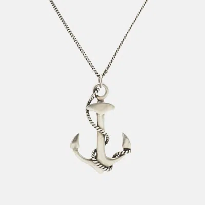 Pre-owned Saint Laurent Anchor Silver Tone Pendant Necklace