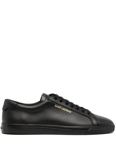 Saint Laurent Andy Leather Sneakers In Black