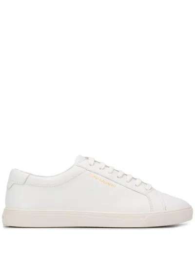 Saint Laurent Andy Leather Sneakers In White
