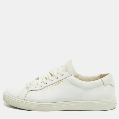 Pre-owned Saint Laurent Andy Size 38.5 White Leather Low Top Sneakers