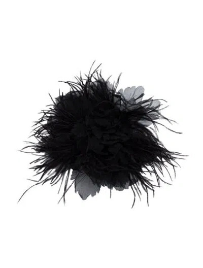 Pre-owned Saint Laurent Anemone Feather-embellished Brooch In Multicolor