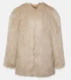 Saint Laurent Animal-free Fur Jacket In Neutrals