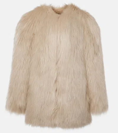Saint Laurent Animal-free Fur Jacket In Neutrals