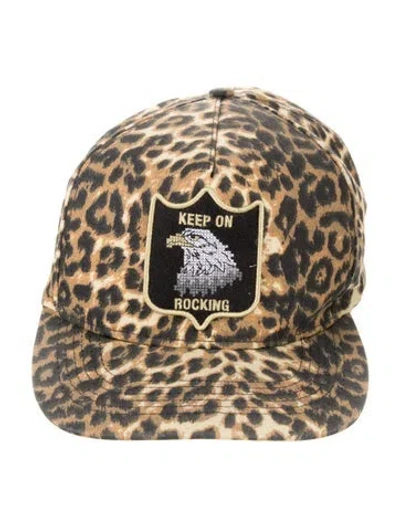 Pre-owned Saint Laurent Animal Print Baseball Cap In Brown