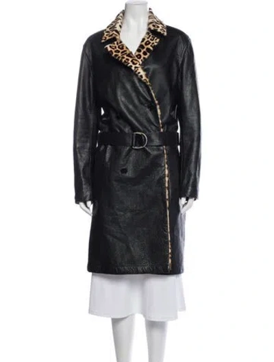 Pre-owned Saint Laurent Animal Print Coat In Black