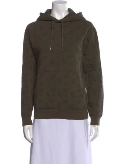 Pre-owned Saint Laurent Animal Print Crew Neck Hoodie In Green
