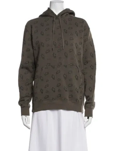 Pre-owned Saint Laurent Animal Print Crew Neck Hoodie In Grey