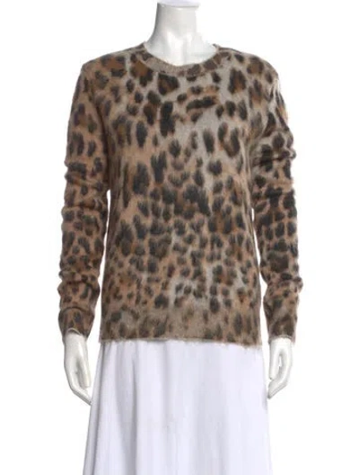 Pre-owned Saint Laurent Animal Print Crew Neck Sweater W/ Tags In Neutral