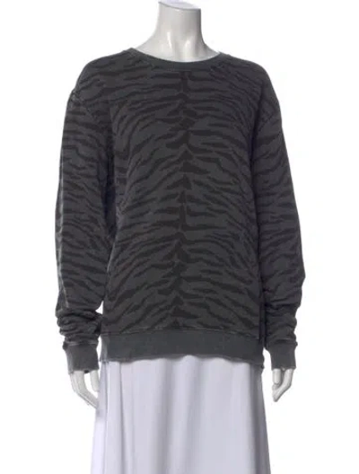 Pre-owned Saint Laurent Animal Print Crew Neck Sweatshirt In Grey