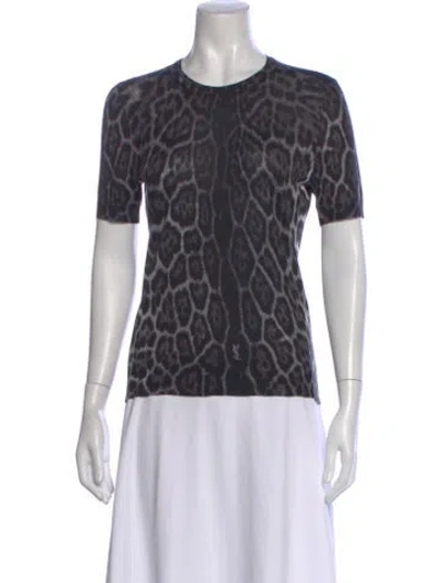 Pre-owned Saint Laurent Animal Print Crew Neck Top In Multi