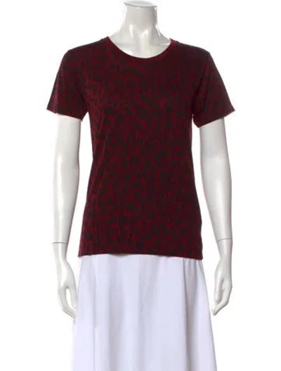 Pre-owned Saint Laurent Animal Print Crew Neck T-shirt In Red