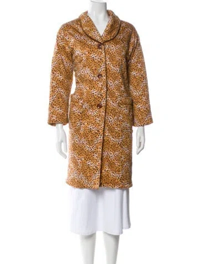 Pre-owned Saint Laurent Animal Print Faux Fur Coat In Neutral