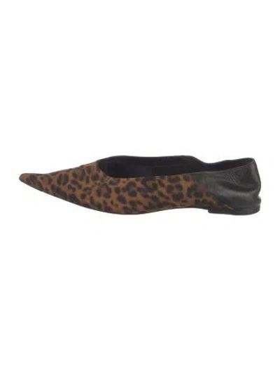 Pre-owned Saint Laurent Animal Print Flats In Brown