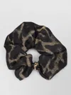 Saint Laurent Silk And Cashmere Scrunchie With Cassandre In Multi
