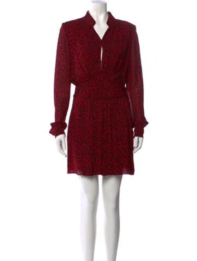 Pre-owned Saint Laurent Animal Print Mini Dress In Black/red