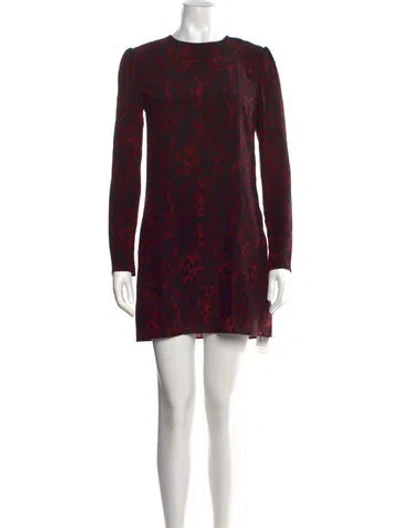 Pre-owned Saint Laurent Animal Print Mini Dress In Burgundy
