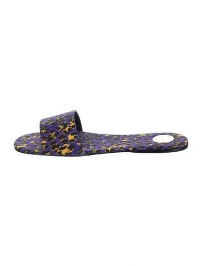 Pre-owned Saint Laurent Animal Print Slides In Blue