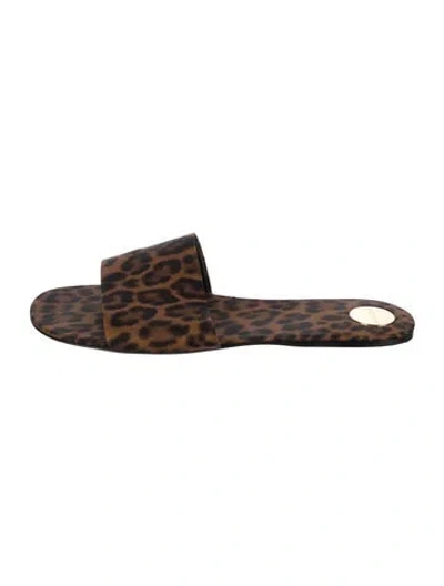Pre-owned Saint Laurent Animal Print Slides In Brown