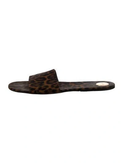 Pre-owned Saint Laurent Animal Print Slides In Brown