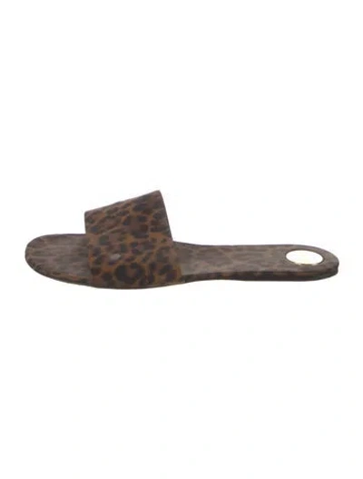 Pre-owned Saint Laurent Animal Print Slides In Neutral