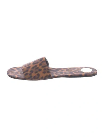 Pre-owned Saint Laurent Animal Print Slides In Neutral