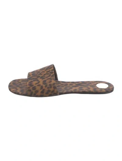 Pre-owned Saint Laurent Animal Print Slides In Neutrals