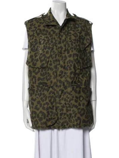 Pre-owned Saint Laurent Animal Print Vest In Green