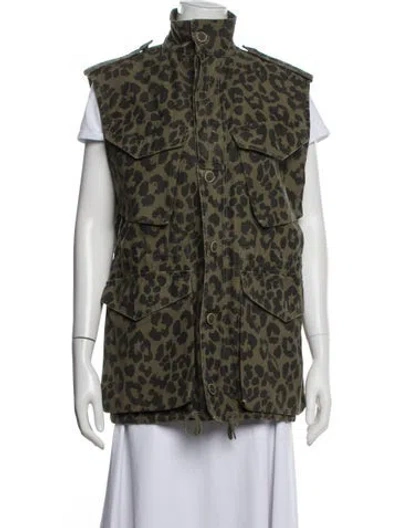 Pre-owned Saint Laurent Animal Print Vest In Green
