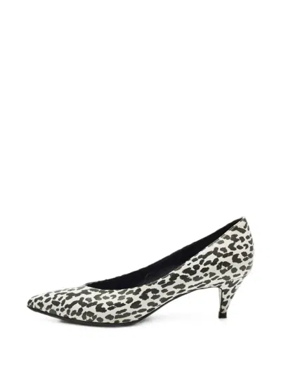 Pre-owned Saint Laurent Animal-print Heeled Pumps In White