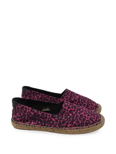 Pre-owned Saint Laurent Animal-print Signature Espadrilles In Pink