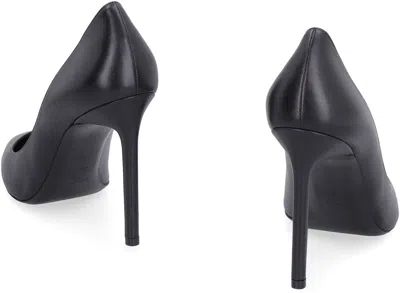 Saint Laurent Anja Leather Pointy-toe Pumps In Black